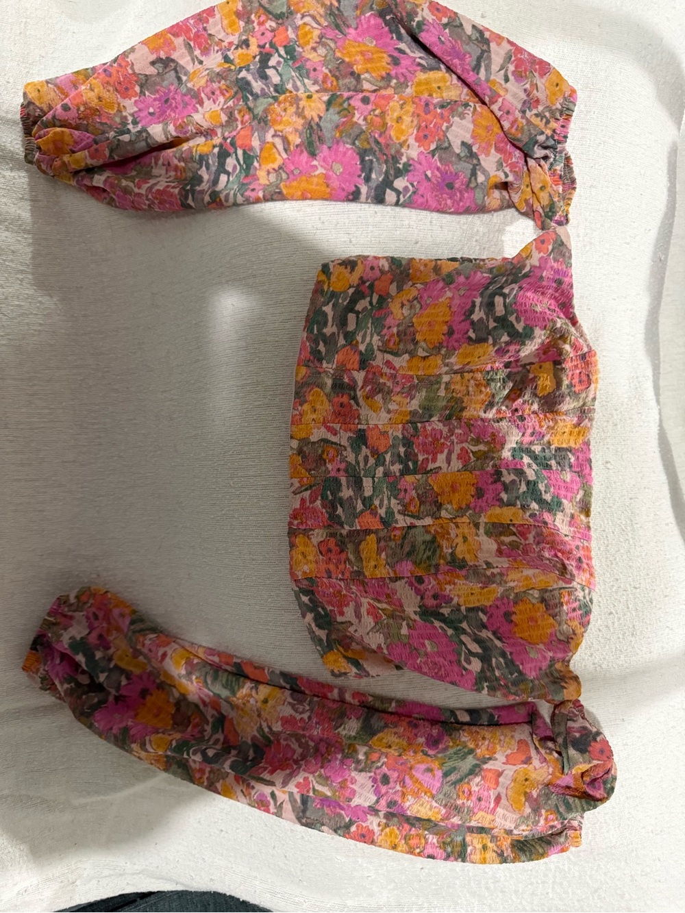 wild fable Pink and Yellow Floral Smocked Crop Top
